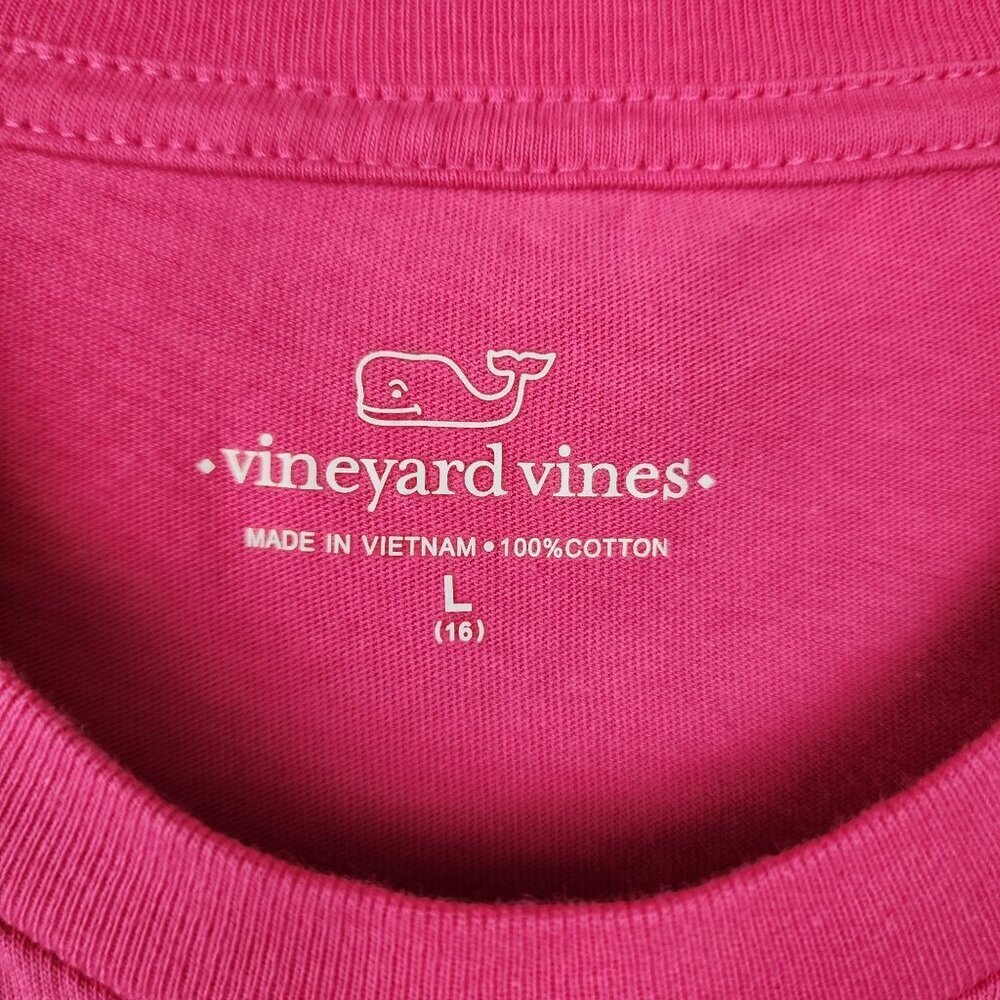 Vineyard Vines sz L / 16 girls pink t-shirt whale logo cotton - Picture 3 of 7